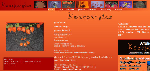 Screenshot of http://koerperglas.mur.at/